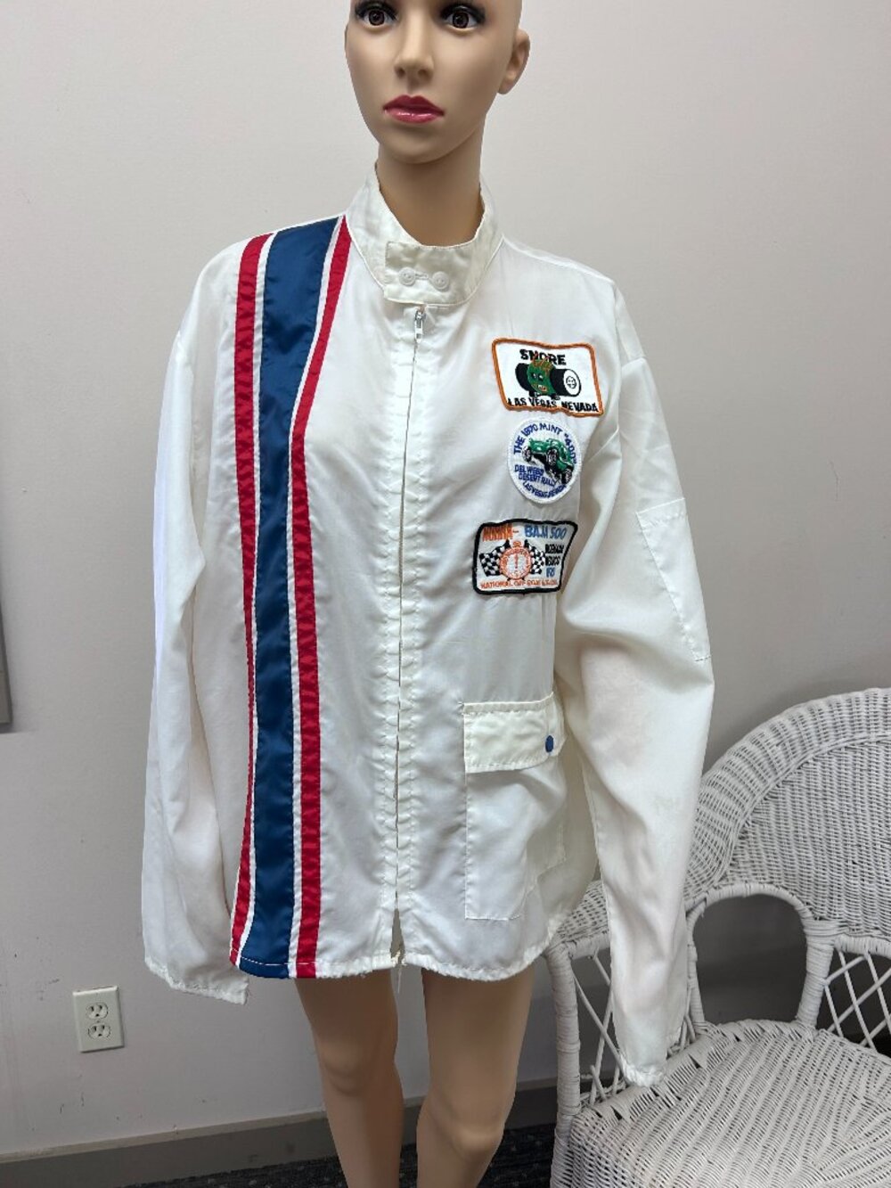 Vintage 1970's Nylon Race Jacket with Baja 500 - Desert Rally Patches